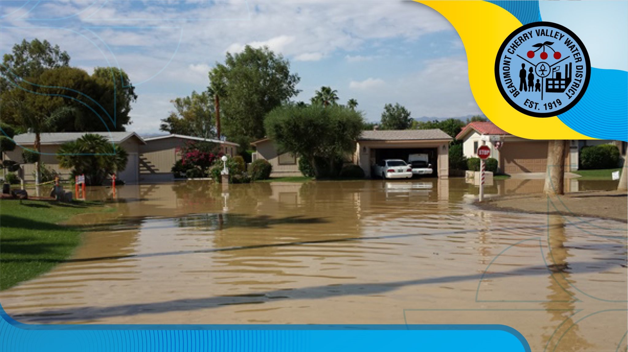 photo of street flooding in Cherry Valley, California | credit Beaumont-Cherry Valley Water District